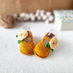 Crochet Baby Shoes Pattern, Newborn Slippers, Crocheted Sandals for Girls, English Patterns, Easy Crochet Baby Bootie Pattern