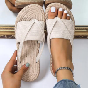 Boho Rope Sandals For Women, Summer Beach Flip Flops, Handmade Slip On Slippers, Comfortable Flat Sandals